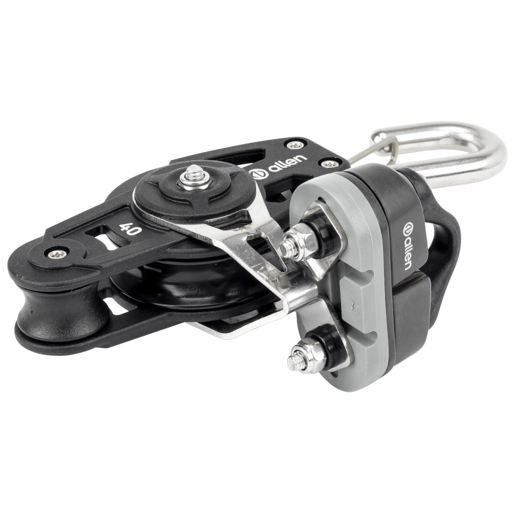 Photo of 40mm Single Block with Fiddle Swivel Hook & Cleat